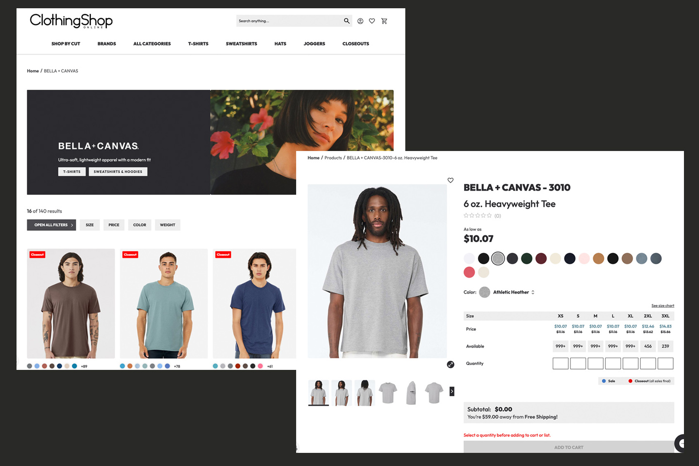 CSO product listing and detail pages