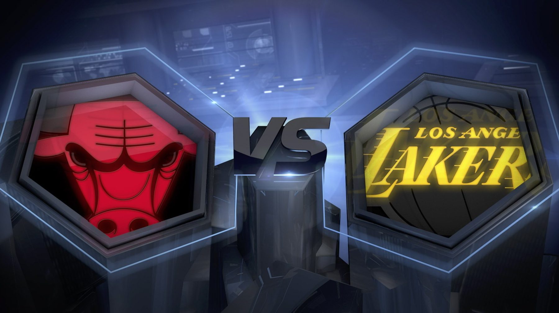 Matchup graphic with opposing team logos set in dimensional frames