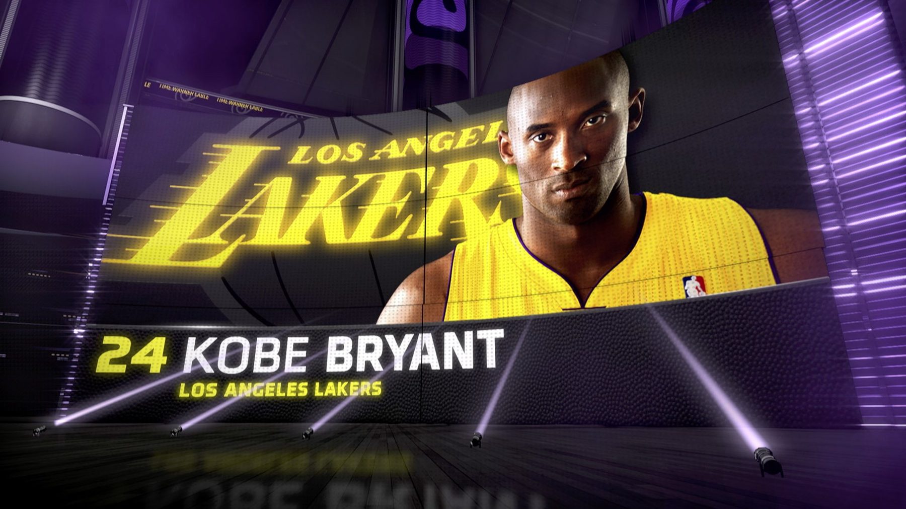Studio video wall design featuring Kobe Bryant and the Lakers logo