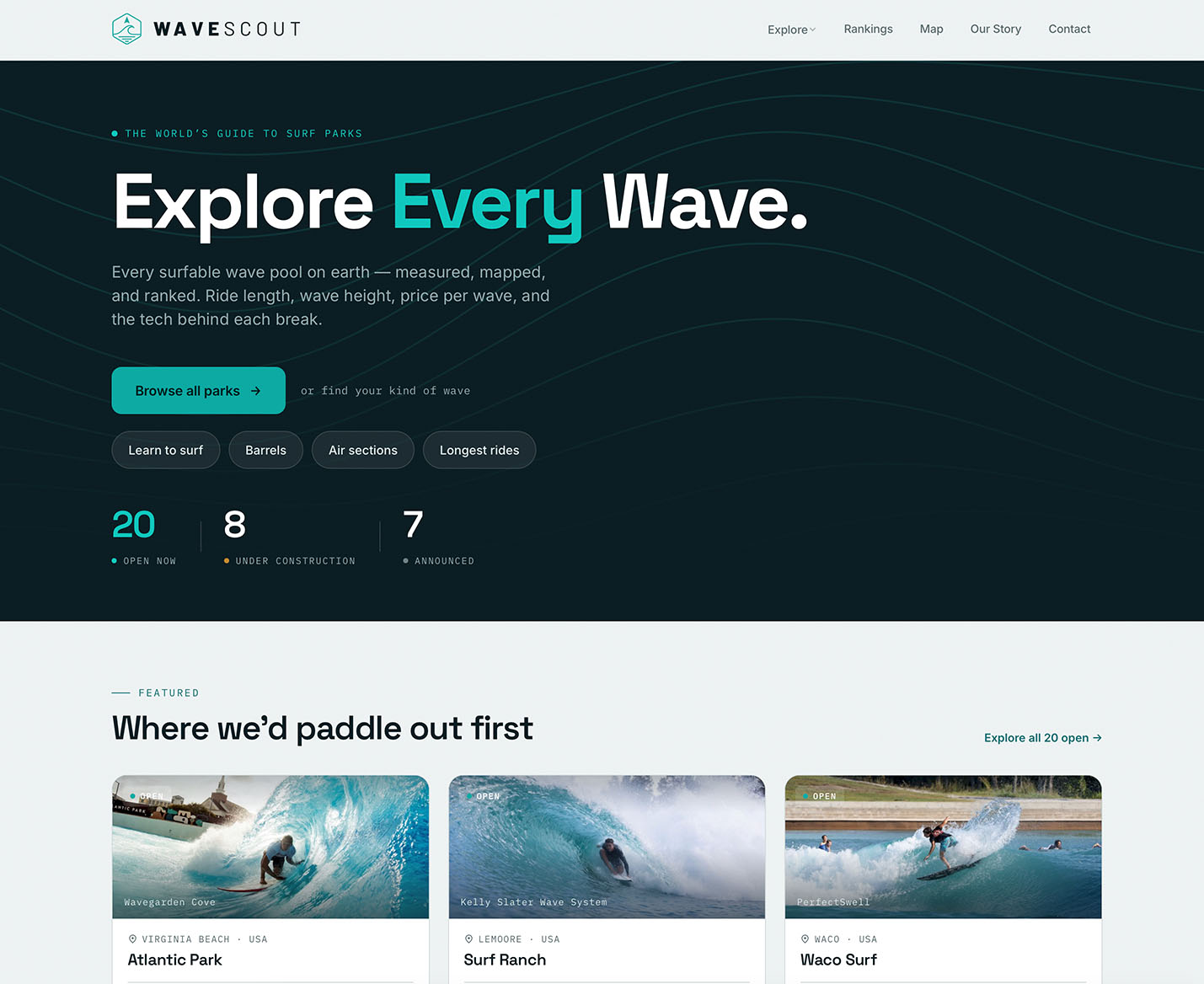 WaveScout — surf park & wave pool guide